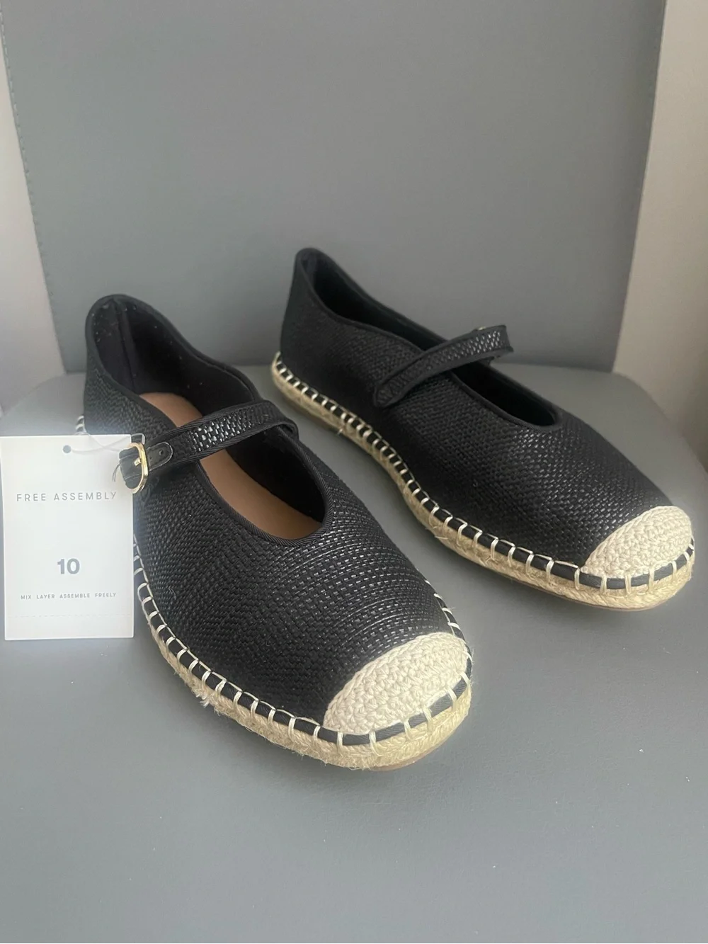 Free Assembly Black Woven Mary Jane Espadrilles Size 10